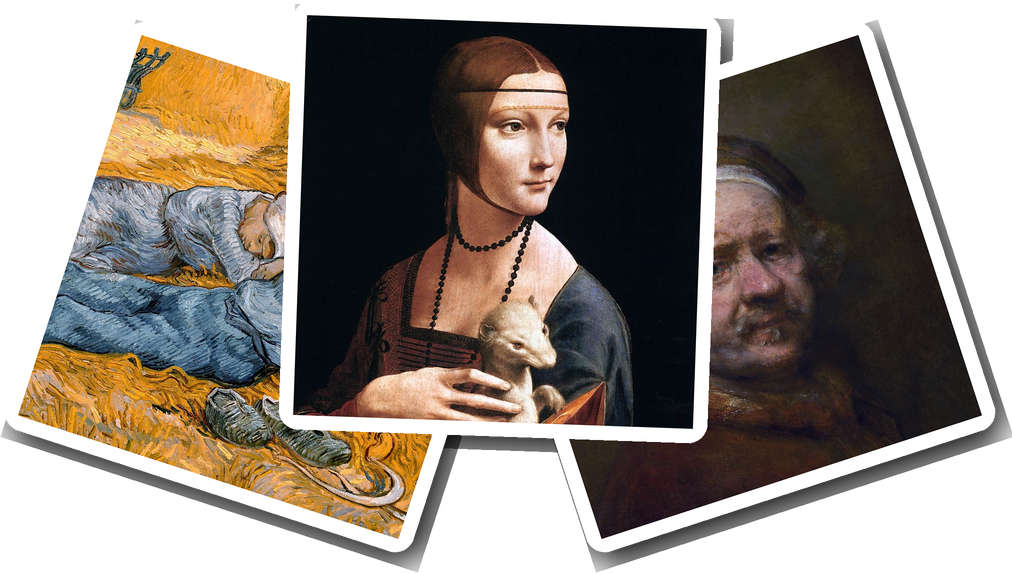 Fanned paintings by the old masters